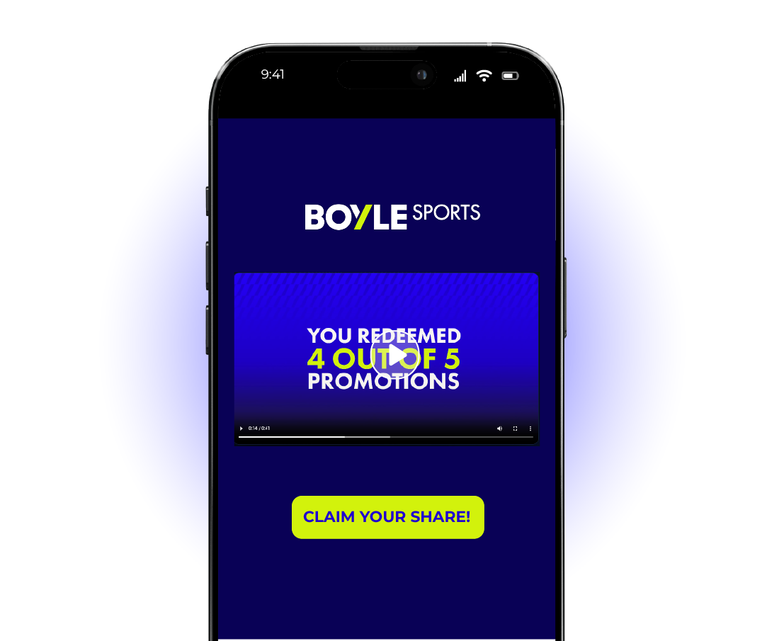 BoyleSports personalised promotions video on a phone