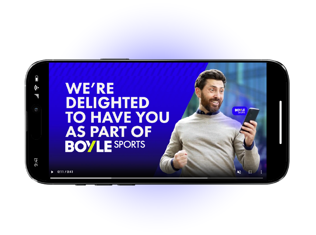 BoyleSports personalised welcome video on a phone