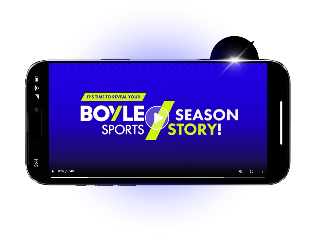 BoyleSports Season Story personalised video on a phone